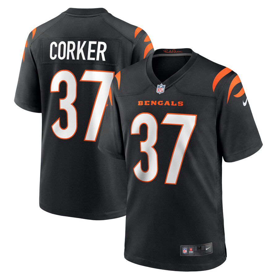 Men Cincinnati Bengals #37 Yusuf Corker Nike Black Game Player NFL Jersey